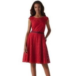 Like New WHBM Red Lace Sweetheart Neckline Full Flare Sz 0